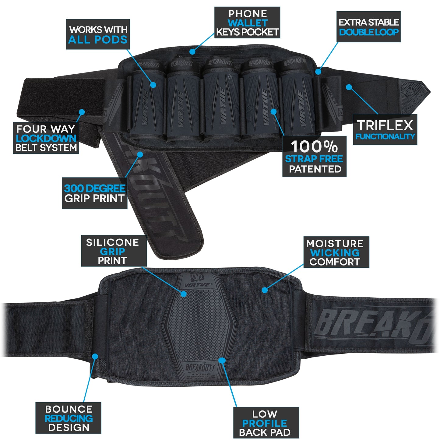 Virtue Breakout V2 Strapless Pack - All Black 5+8