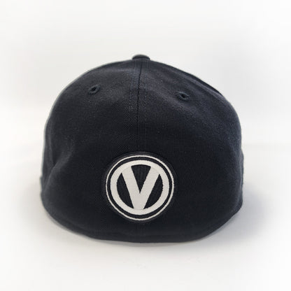 Old School Find - Virtue Script Logo - Flat Brim Fitted Hat - Black